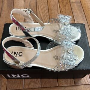 INC Girls Dress shoes with clear/silver bow sandals